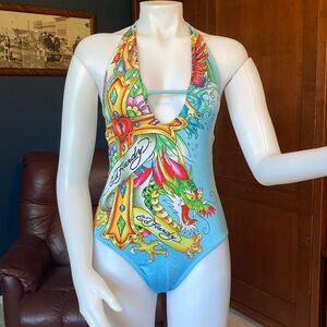 Vintage Ed Hardy by Christian Audigier one piece monokini swimsuit